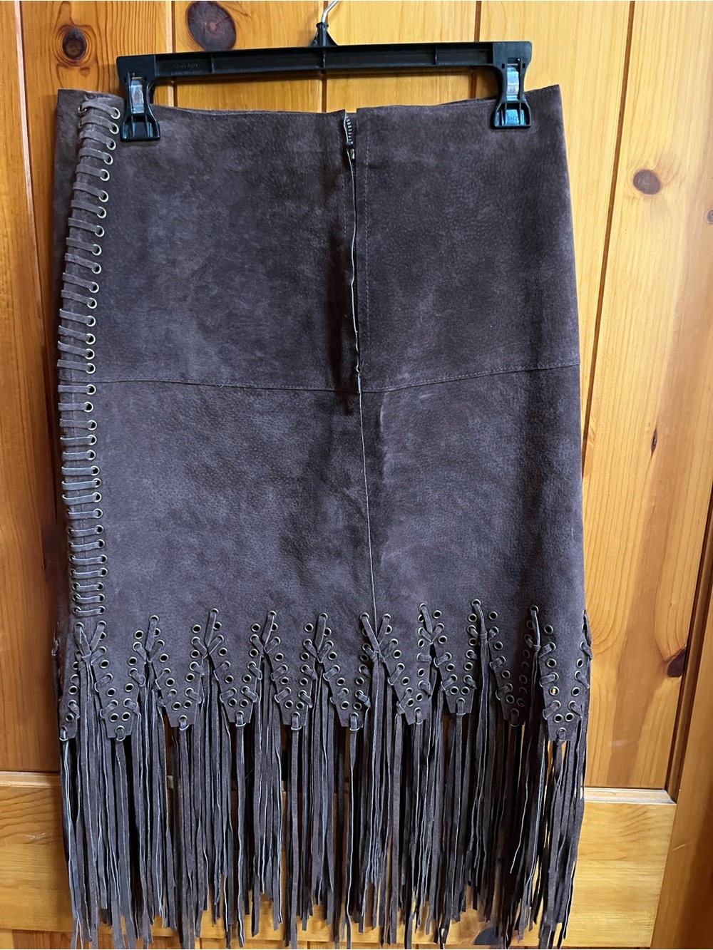 Wilsons Leather Brown Suede Fringe Midi Skirt - Picture 5 of 5